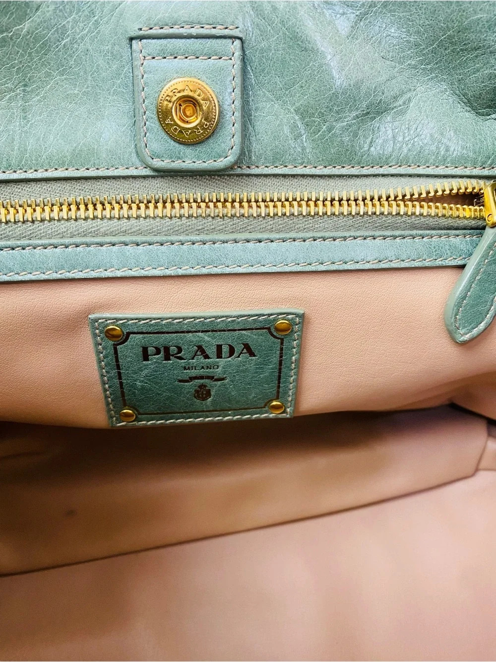 Prada Glazed Calfskin Vitello Shine Tote